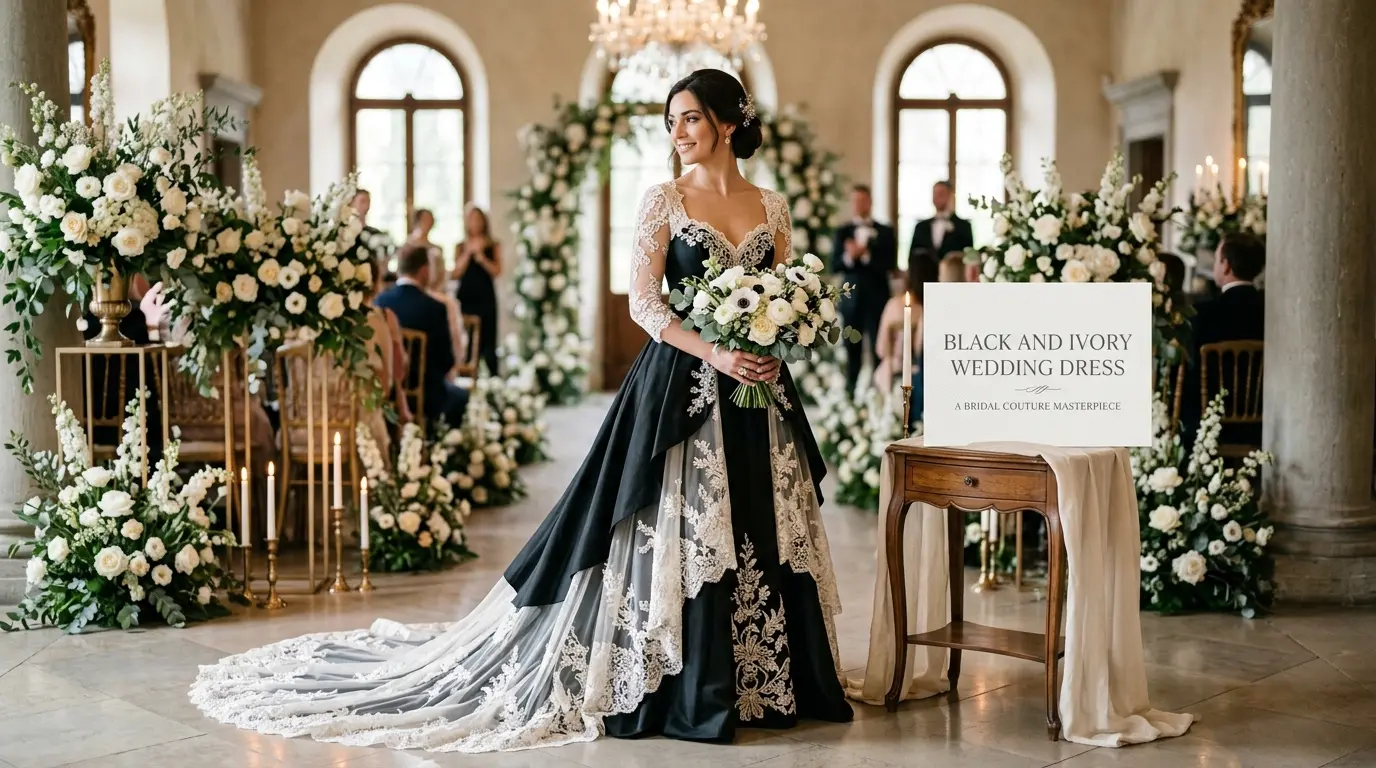 Black and Ivory Wedding Dress